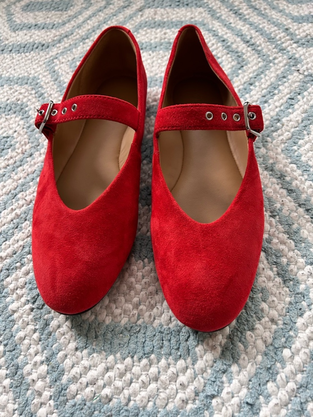 Red Suede Mary Jane Flats - Women's Stylish Comfort
